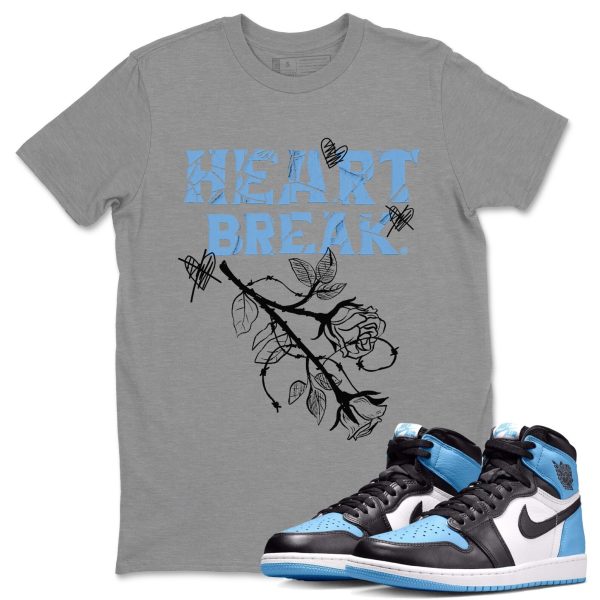 Heart Break Unisex Short Sleeve T-Shirt - Sneaker Shirt To Match 1s UNC University Blue Jezsport.com