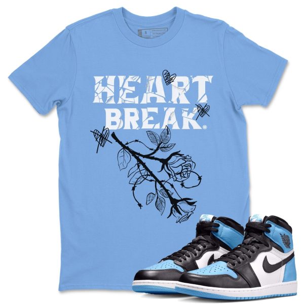 Heart Break Unisex Short Sleeve T-Shirt - Sneaker Shirt To Match 1s UNC University Blue Jezsport.com