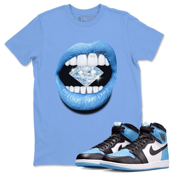 Lips Diamond Unisex Short Sleeve T-Shirt - Sneaker Shirt To Match 1s UNC University Blue Jezsport.com