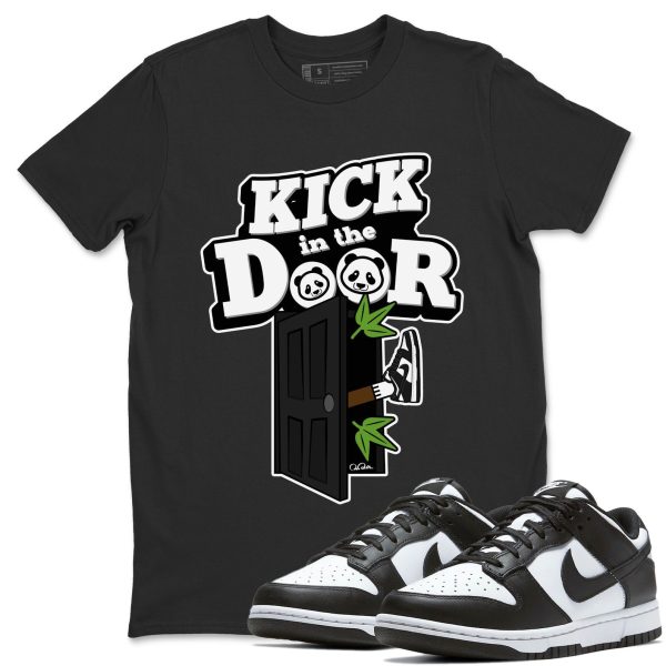 Kick In The Door Unisex Crew Neck T-Shirt - Sneaker Shirt To Match Dunks Panda Black White Jezsport.com