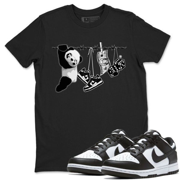 Clothesline Unisex Crew Neck T-Shirt - Sneaker Shirt To Match Dunks Panda Black White Jezsport.com