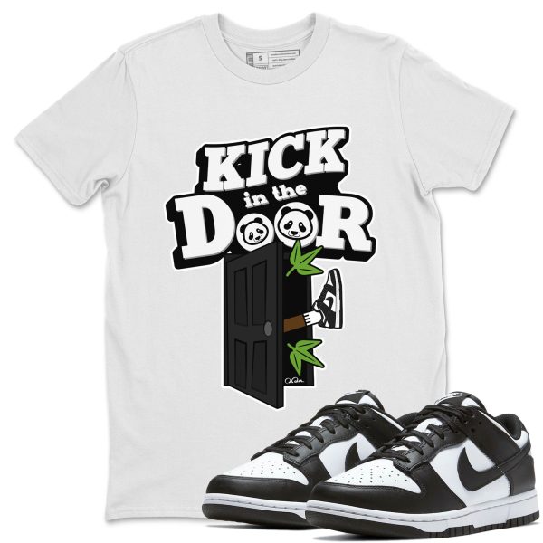 Kick In The Door Unisex Crew Neck T-Shirt - Sneaker Shirt To Match Dunks Panda Black White Jezsport.com