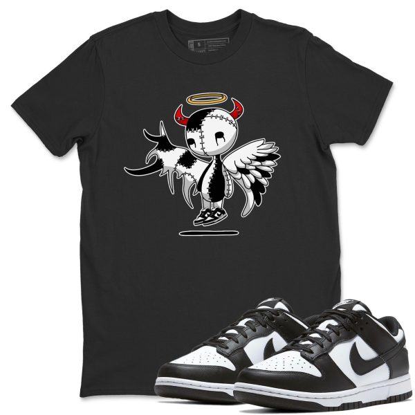 Devil Angel Unisex Crew Neck T-Shirt - Sneaker Shirt To Match Dunks Panda Black White Jezsport.com