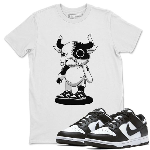 Cyborg bull Unisex Crew Neck T-Shirt - Sneaker Shirt To Match Dunks Panda Black White Jezsport.com