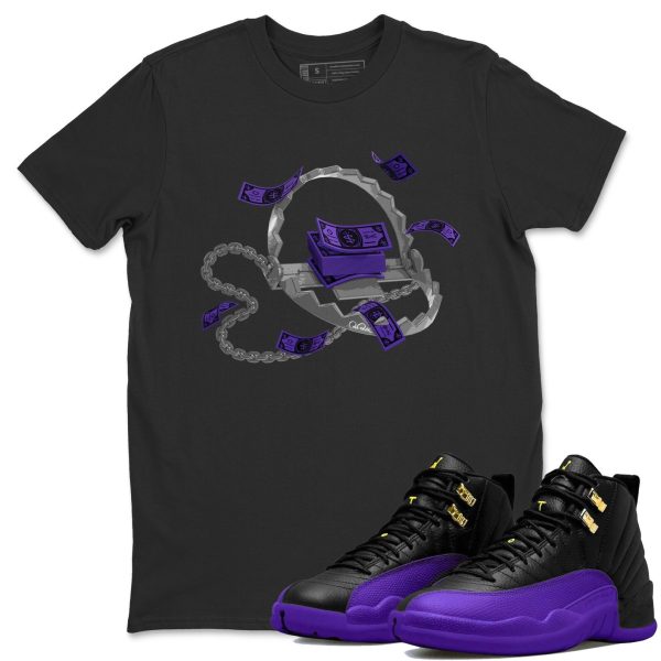 Trap Money Unisex Crew Neck T-Shirt - Sneaker Shirt To Match 12s Field Purple Jezsport.com