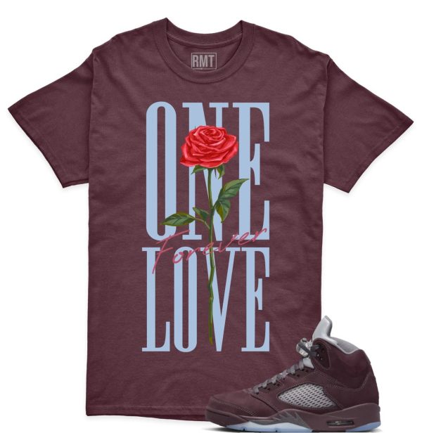 Burgundy 5s Matching shirts, One Love Shirt Matching Jordan 5 Burgundy Jezsport.com