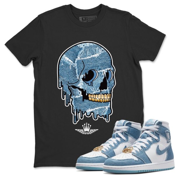 Dripping Camo Skull Unisex Casual T-Shirt - Sneaker T-Shirt To Match 1s Denim Jezsport.com