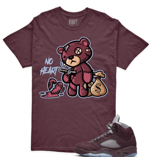 Burgundy 5s Matching shirts, No Heart Shirt Matching Jordan 5 Burgundy Jezsport.com