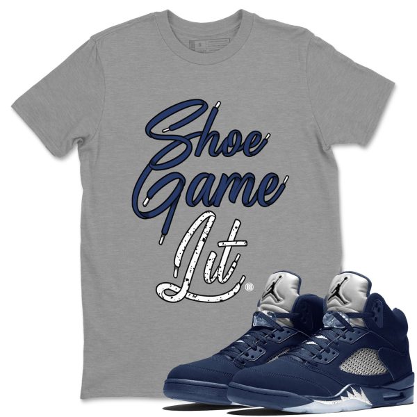 Shoe Game Lit Shoe Lace Unisex Crew Neck Sneaker Matching Tee Shirt To Match 5s Georgetown Jezsport.com