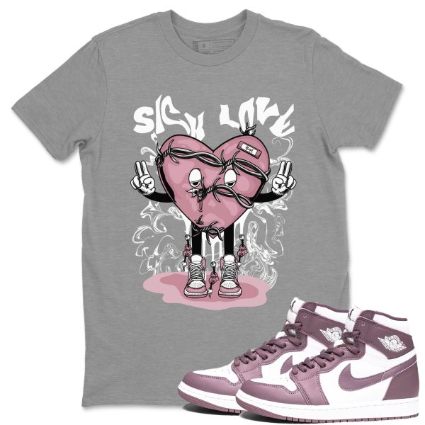 Sick Love Unisex Crew Neck Sneaker Matching Tee Shirt To Match 1s Mauve Jezsport.com