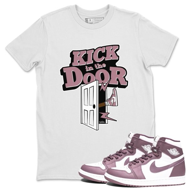 Kick In The Door Unisex Crew Neck Sneaker Matching Tee Shirt To Match 1s Mauve Jezsport.com