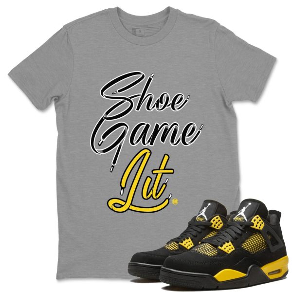 Shoe Game Lit Shoe Lace Unisex Crew Neck Sneaker Matching Tee Shirt To Match 4s Thunder Jezsport.com