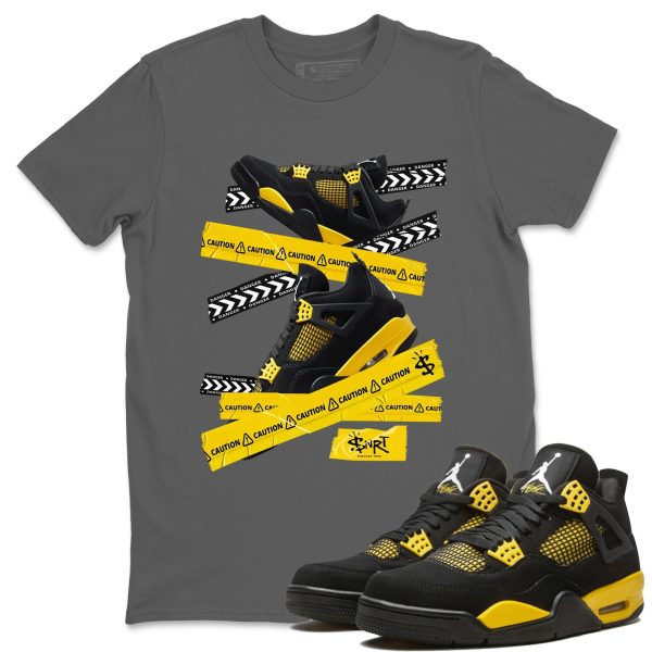 Caution Tape Unisex Crew Neck Sneaker Matching Tee Shirt To Match 4s Thunder Jezsport.com