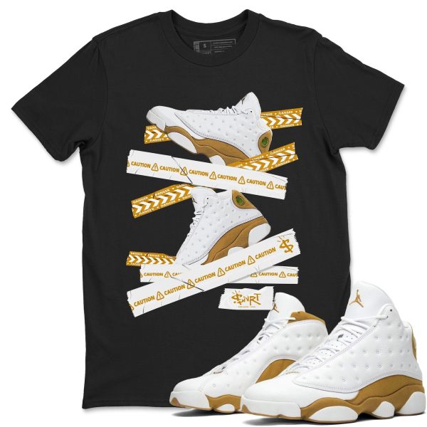 Caution Tape Unisex Crew Neck Sneaker Matching Tee Shirt To Match 13s Wheat Jezsport.com