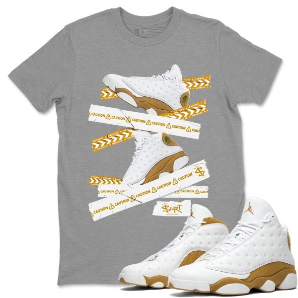 Caution Tape Unisex Crew Neck Sneaker Matching Tee Shirt To Match 13s Wheat Jezsport.com