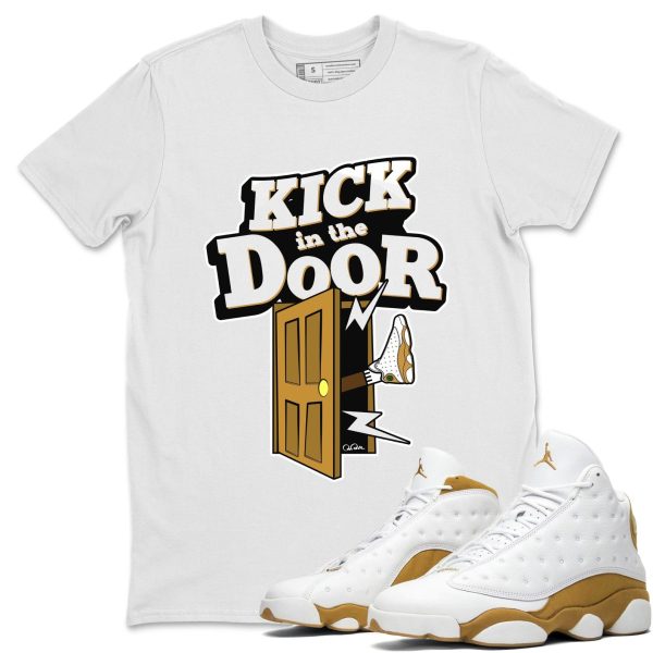 Kick In The Door Unisex Crew Neck Sneaker Matching Tee Shirt To Match 13s Wheat Jezsport.com