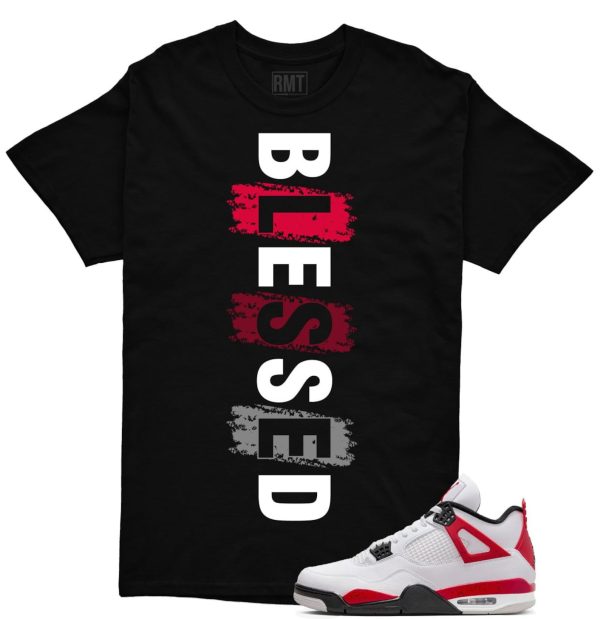 Red Cement 4s Matching Shirts, Blessed Tee Matching Jordan 4 Red Cement Jezsport.com