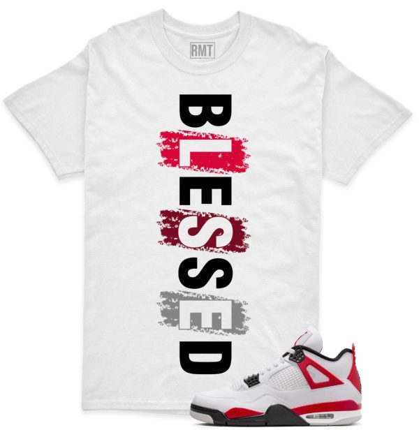 Red Cement 4s Matching Shirts, Blessed Tee Matching Jordan 4 Red Cement Jezsport.com