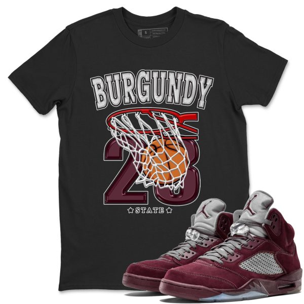 Basketball Unisex Tees - Sneaker Shirt To Match 5s Burgundy Jezsport.com