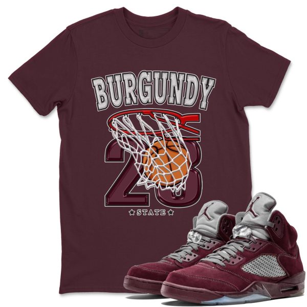 Basketball Unisex Tees - Sneaker Shirt To Match 5s Burgundy Jezsport.com