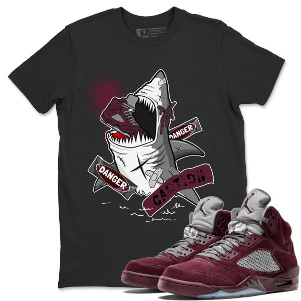 Dangerous Shark Unisex Tees - Sneaker Shirt To Match 5s Burgundy Jezsport.com