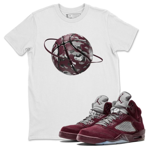 Camo Basketball Planet Unisex Tees - Sneaker Shirt To Match 5s Burgundy Jezsport.com