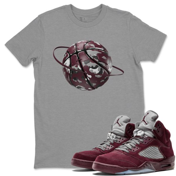 Camo Basketball Planet Unisex Tees - Sneaker Shirt To Match 5s Burgundy Jezsport.com