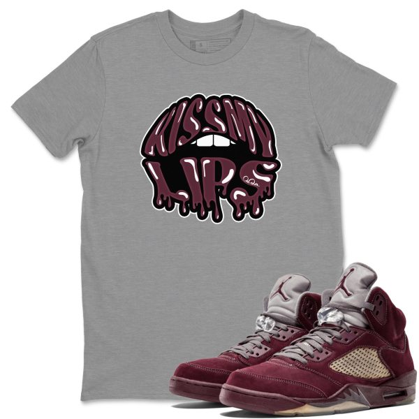 Kiss My Lips Unisex Tees - Sneaker Shirt To Match 5s Burgundy Jezsport.com