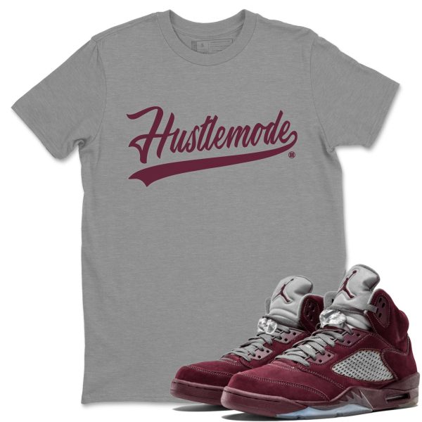 Hustle Mode Unisex Tees - Sneaker Shirt To Match 5s Burgundy Jezsport.com