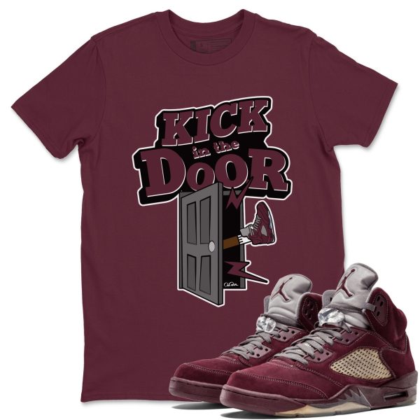 Kick In The Door Unisex Tees - Sneaker Shirt To Match 5s Burgundy Jezsport.com