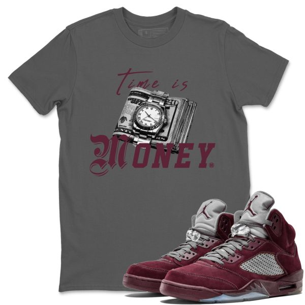 Time Is Money Unisex Tees - Sneaker Shirt To Match 5s Burgundy Jezsport.com