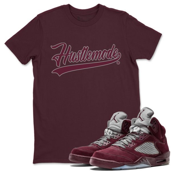 Hustle Mode Unisex Tees - Sneaker Shirt To Match 5s Burgundy Jezsport.com