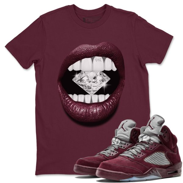 Lips Diamond Unisex Tees - Sneaker Shirt To Match 5s Burgundy Jezsport.com