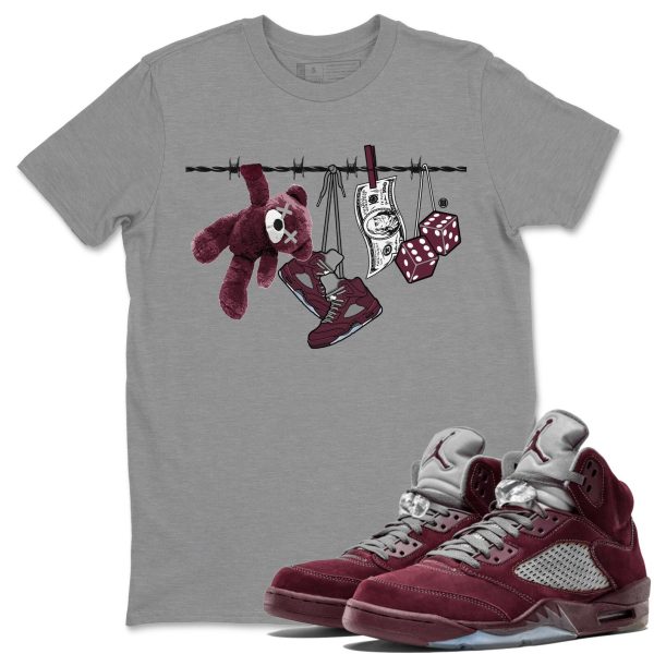 Clothesline Unisex Tee - Sneaker T-Shirt To Match 5s Burgundy Jezsport.com