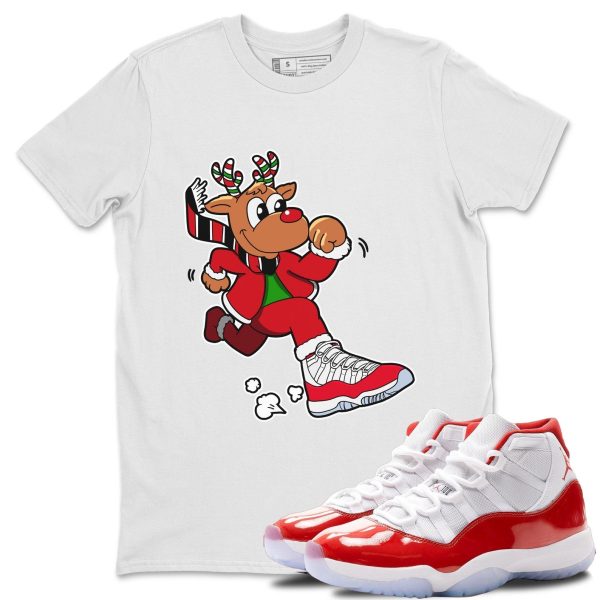 Running Reindeer Unisex Tee - Sneaker Shirt To Match 11s Cherry Jezsport.com