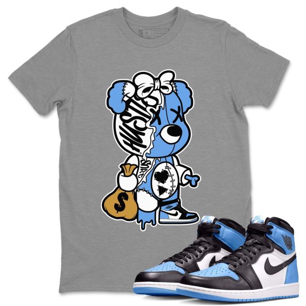 Stitched Hustle Bear Unisex Tee - Sneaker Shirt To Match 1s UNC University Blue Jezsport.com