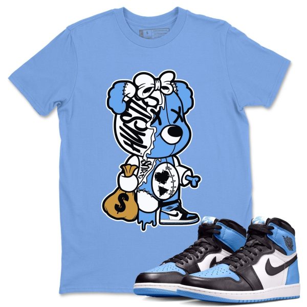 Stitched Hustle Bear Unisex Tee - Sneaker Shirt To Match 1s UNC University Blue Jezsport.com