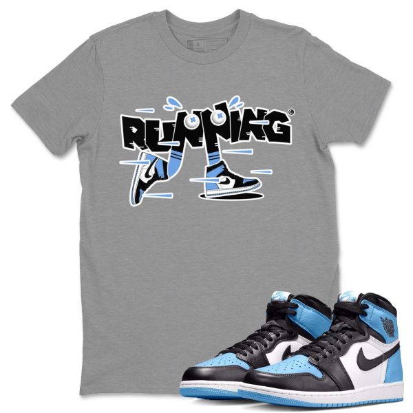 Running Shoes Unisex Short Sleeve T-Shirt - Sneaker Shirt To Match 1s UNC University Blue Jezsport.com