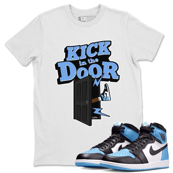 Kick In The Door Unisex Short Sleeve T-Shirt - Sneaker Shirt To Match 1s UNC University Blue Jezsport.com