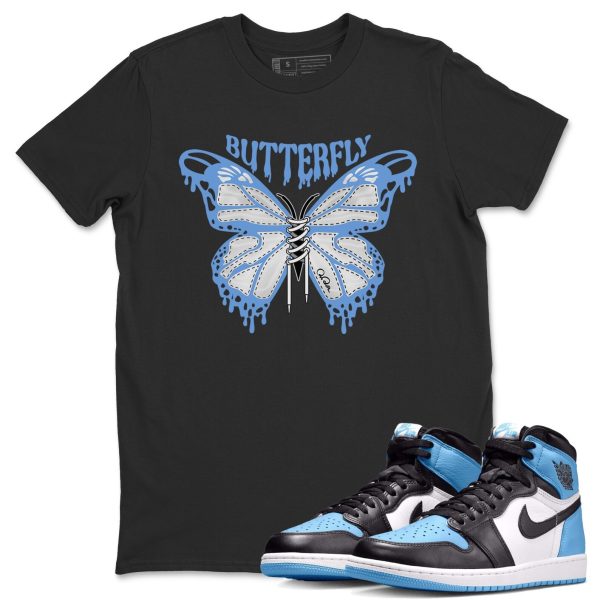 Butterfly Unisex Short Sleeve T-Shirt - Sneaker Shirt To Match 1s UNC University Blue Jezsport.com