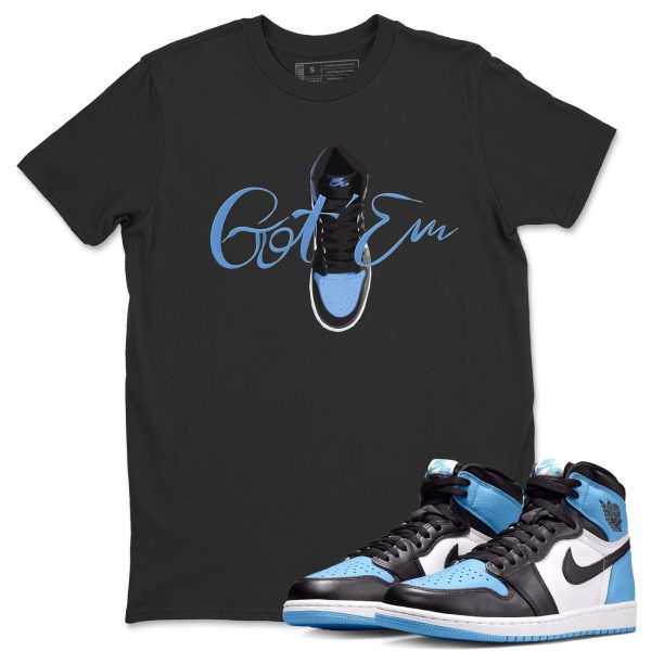 Caligraphy Shoe Lace Unisex Short Sleeve T-Shirt - Sneaker Shirt To Match 1s UNC University Blue Jezsport.com