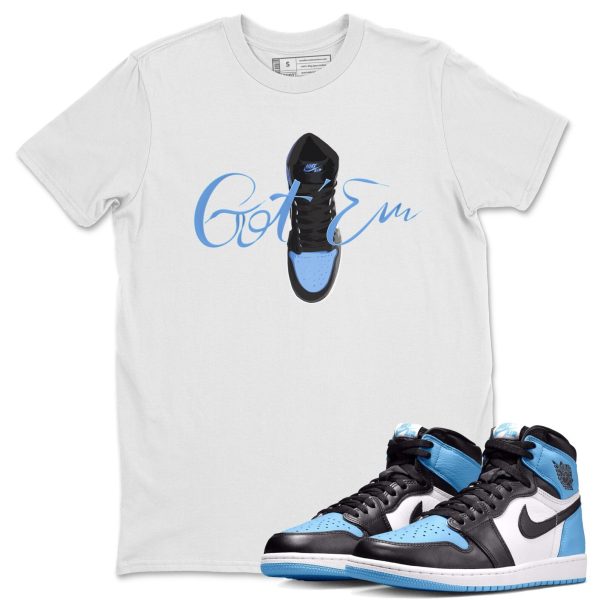 Caligraphy Shoe Lace Unisex Short Sleeve T-Shirt - Sneaker Shirt To Match 1s UNC University Blue Jezsport.com