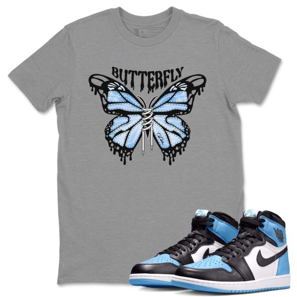 Butterfly Unisex Short Sleeve T-Shirt - Sneaker Shirt To Match 1s UNC University Blue Jezsport.com