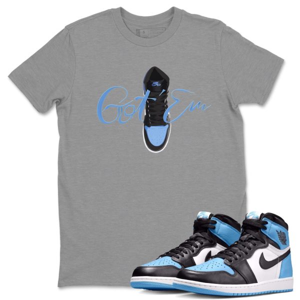 Caligraphy Shoe Lace Unisex Short Sleeve T-Shirt - Sneaker Shirt To Match 1s UNC University Blue Jezsport.com