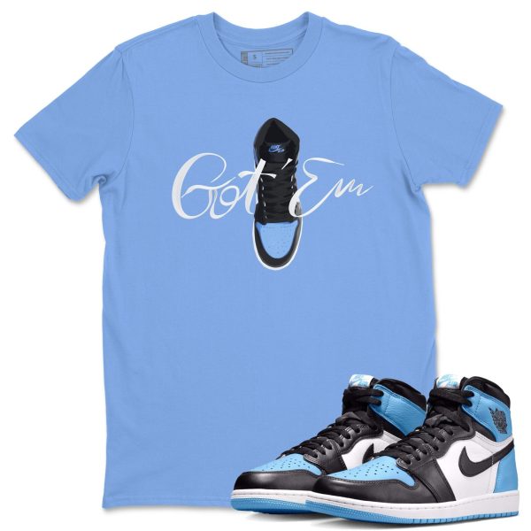 Caligraphy Shoe Lace Unisex Short Sleeve T-Shirt - Sneaker Shirt To Match 1s UNC University Blue Jezsport.com