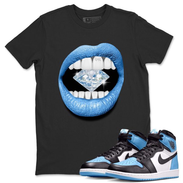 Lips Diamond Unisex Short Sleeve T-Shirt - Sneaker Shirt To Match 1s UNC University Blue Jezsport.com