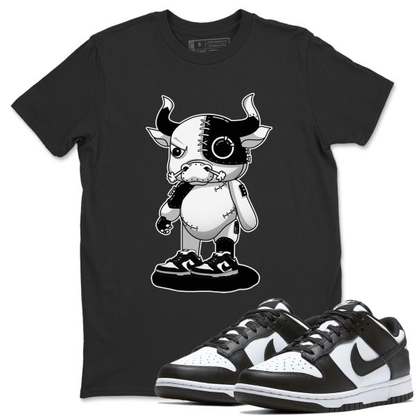 Cyborg bull Unisex Crew Neck T-Shirt - Sneaker Shirt To Match Dunks Panda Black White Jezsport.com