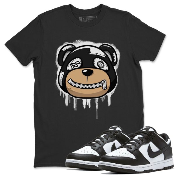 Bear Face Unisex Crew Neck T-Shirt - Sneaker Shirt To Match Dunks Panda Black White Jezsport.com