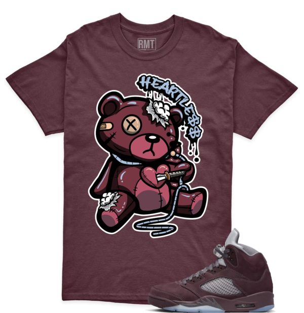 Burgundy 5s Matching shirts, Heart Less Shirt Matching Jordan 5 Burgundy Jezsport.com