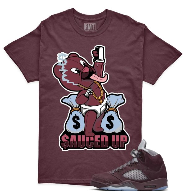 Burgundy 5s Matching shirts, Sauced Up Shirt Matching Jordan 5 Burgundy Jezsport.com